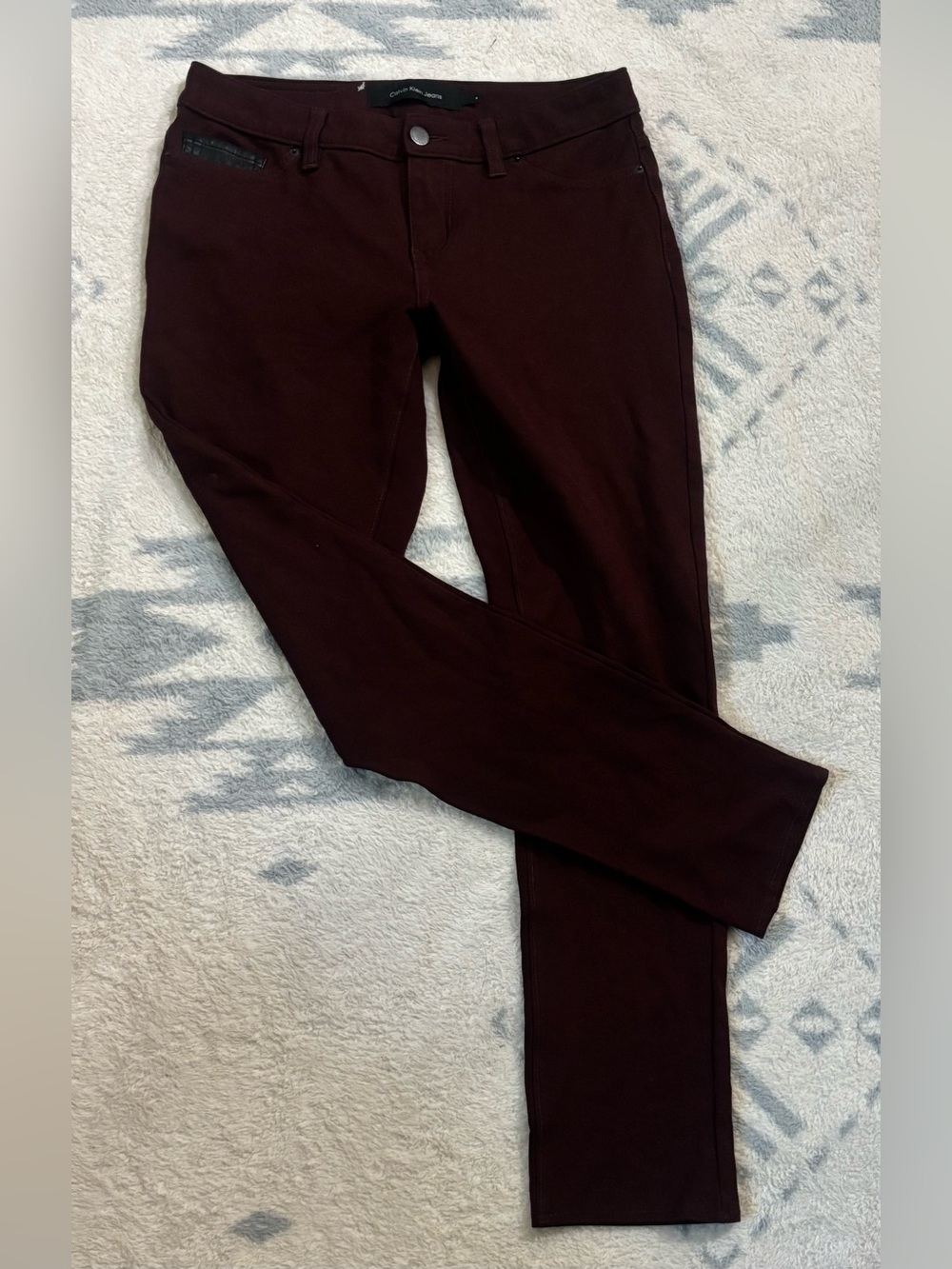 Calvin Klein | Women’s Slim Jegging Pants | Deep Chocolate Burgundy |